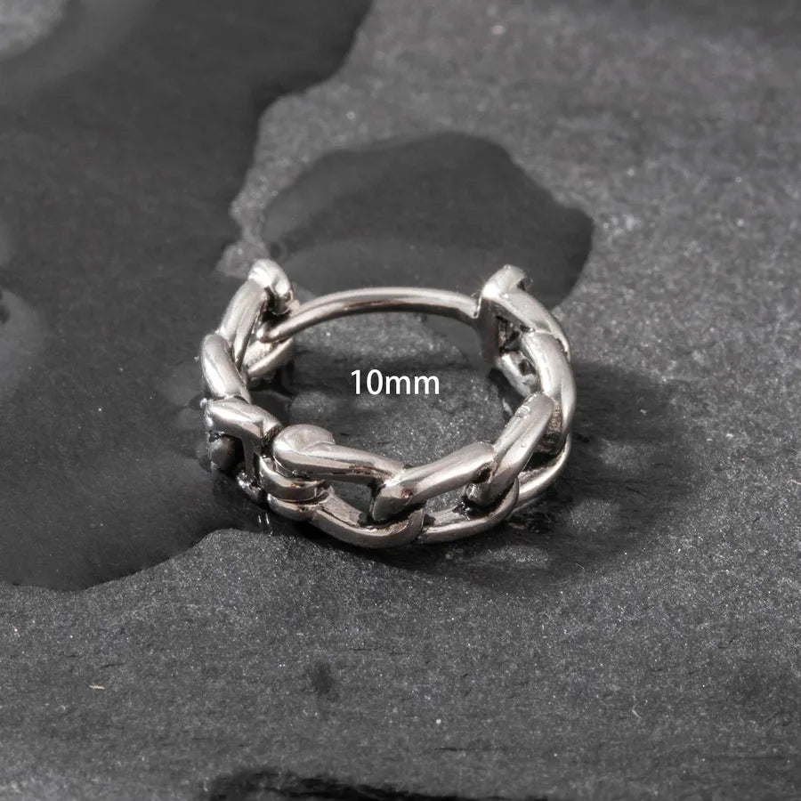 1 Piece Hip-Hop Vintage Style chain 316 Stainless Steel  Hoop Earrings