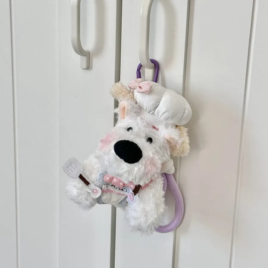 Cute West Highland Bag Pendant Car Ornaments Anti-lost Cartoon Scrub Dog Plush Key Rope Buckle Decoration Wholesale