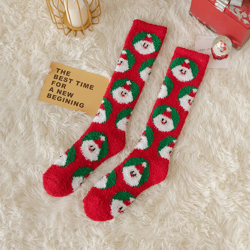 Christmas Christmas Women's Cartoon Polyester Jacquard Crew Socks A Pair
