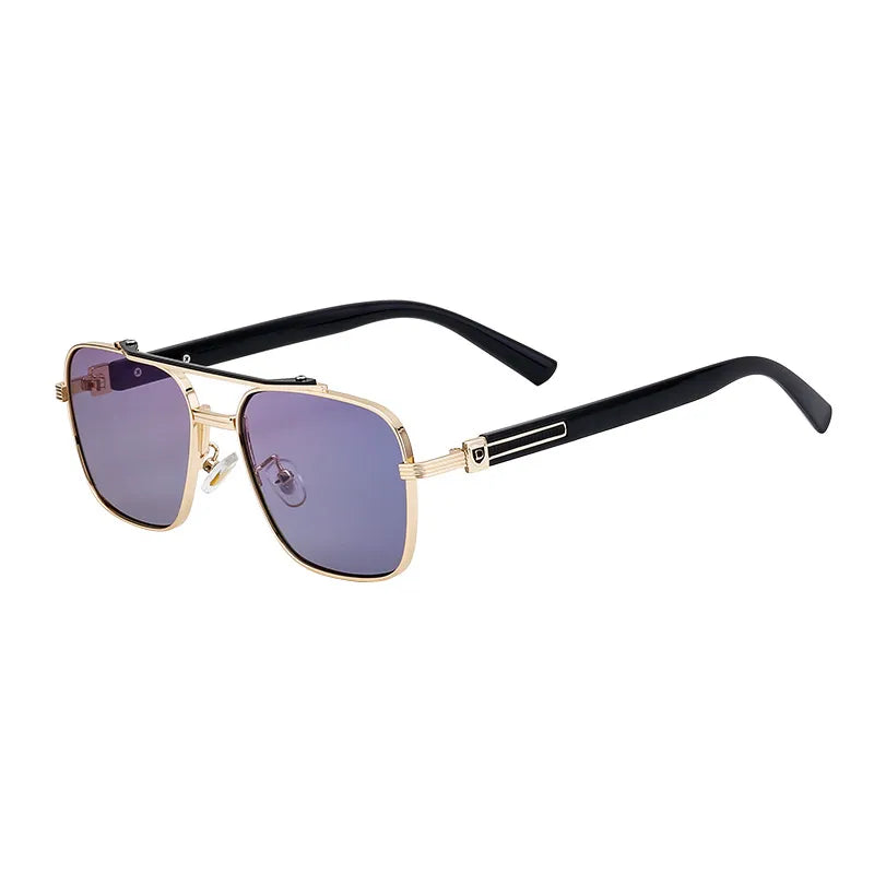 Vacation Solid Color Pc Gradient Tinted Lenses Square Full Frame Men's Sunglasses