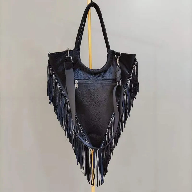 women's large pu leather solid color classic style triangle zipper shoulder bag