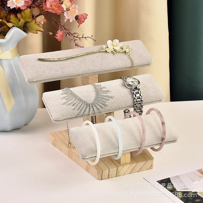 1 Piece Pu Leather solid wood Flannel Modern Style Simple Style Solid Color Jewelry Display Jewelry Rack