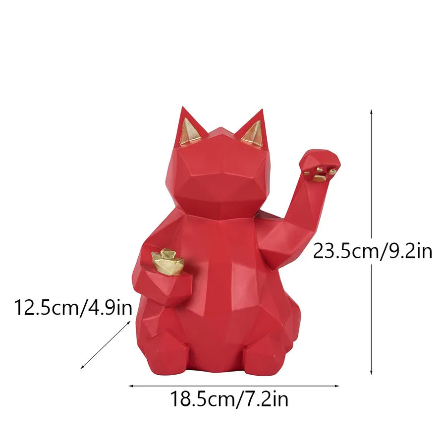 creative geometric lucky cat resin decoration ornaments shop feng shui home living room desktop ornaments crafts