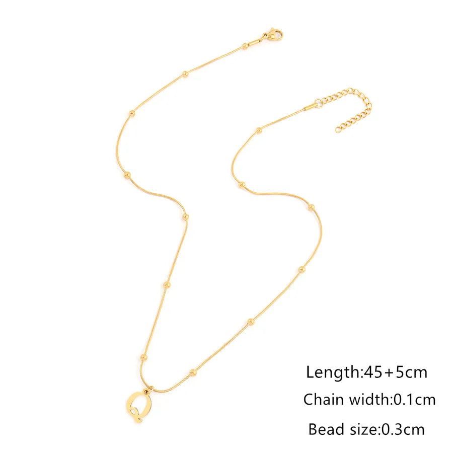 Wholesale Jewelry Elegant Simple Style Classic Style Letter 201 Stainless Steel 304 Stainless Steel Snake Chain Clip Olive Chain Pendant Necklace