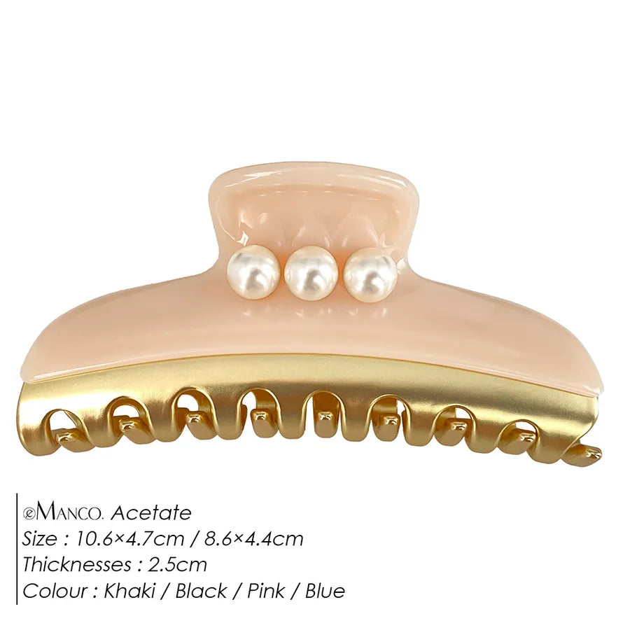 EManco  New Classic High-End Pearl Claw Clip Elegant Hairpin Hair Claw Ins Style Shark Clip