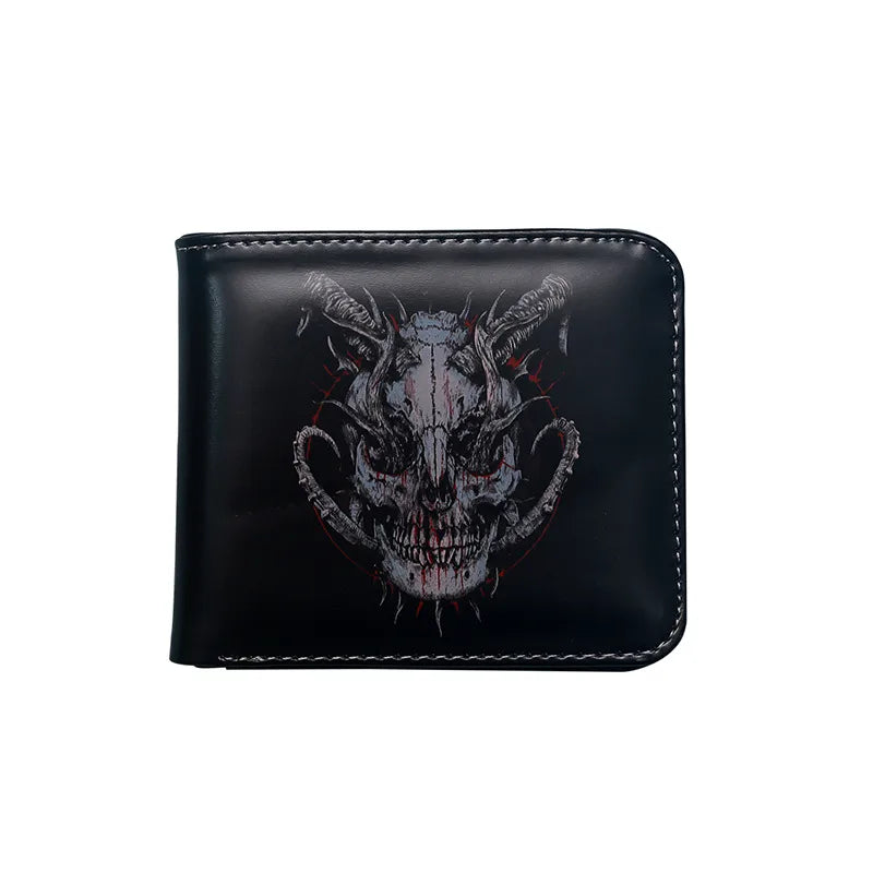 Men's Skull PVC Flip Cover Card Holder Small Wallets