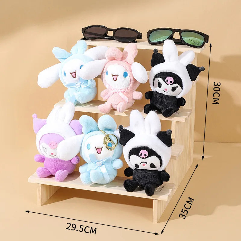 Rustic Wooden Staircase Display Stand For Accessories Toy Figure Eyewear Vintage Design Jewelry Live Broadcast Props Stand