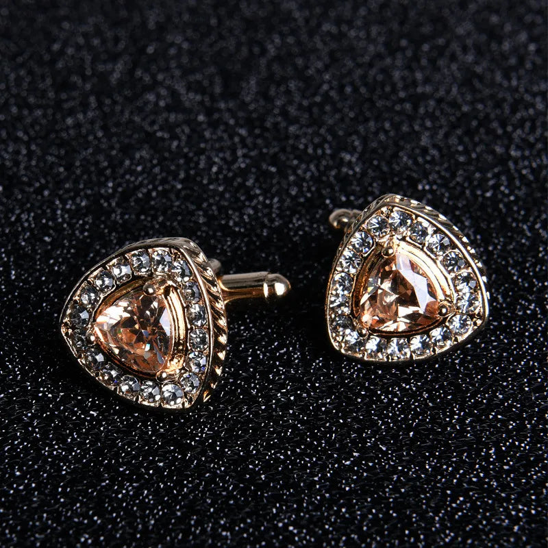 casual triangle alloy plating inlay rhinestones men's cufflinks