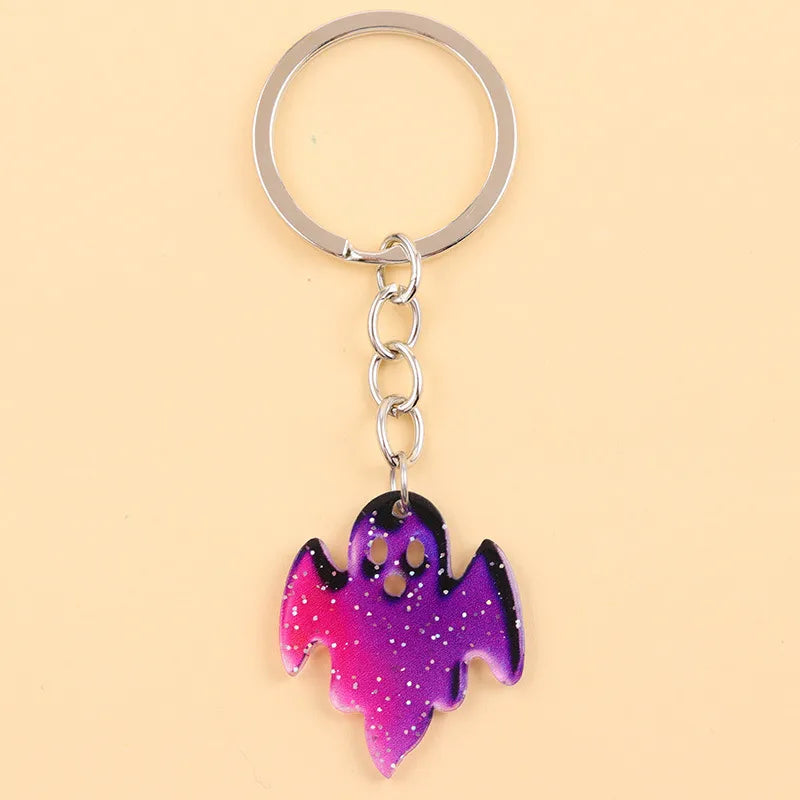 Cartoon Acrylic Keychain Color Block Spider Bat Design Cute Style Personality Hanging Ornament Accessories Halloween Series