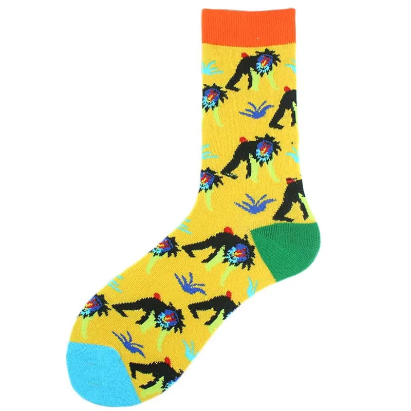 men's casual geometric cotton crew socks a pair