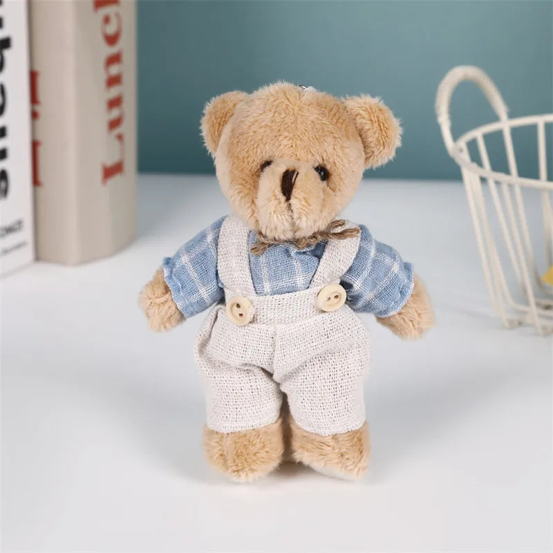 Cartoon linen bear pendant couple student bag bag ornaments linen bear car keychain plush doll toy