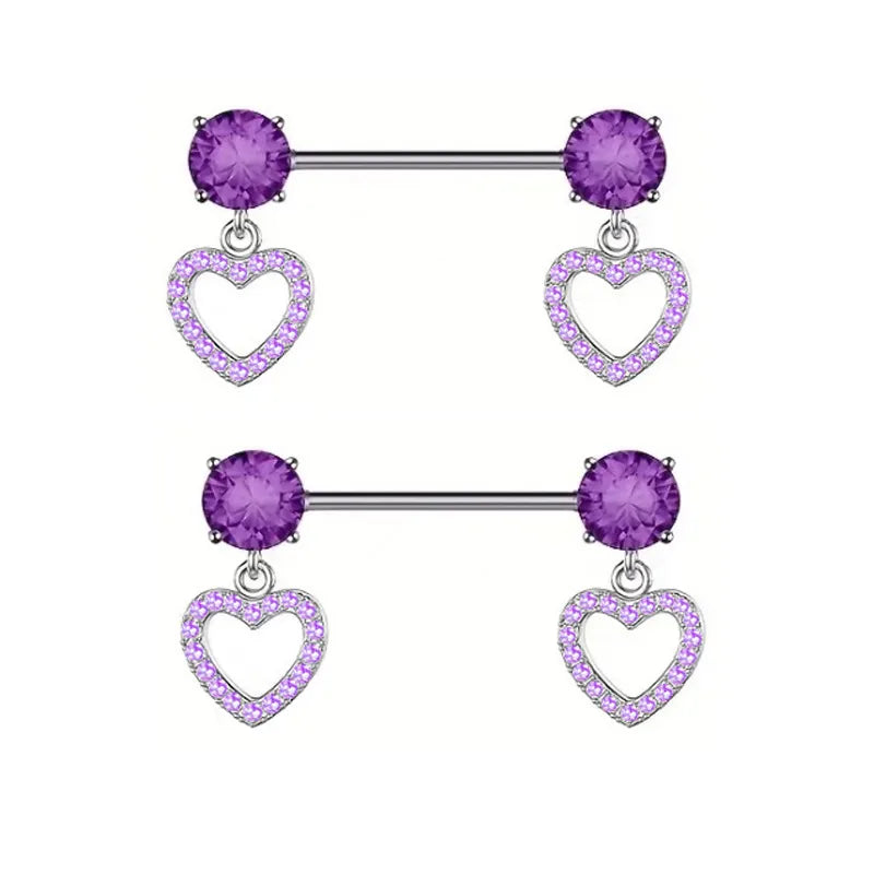 1 Pair Nipple Rings & Studs Simple Style Solid Color 304 Stainless Steel Inlay Zircon Nipple Rings & Studs