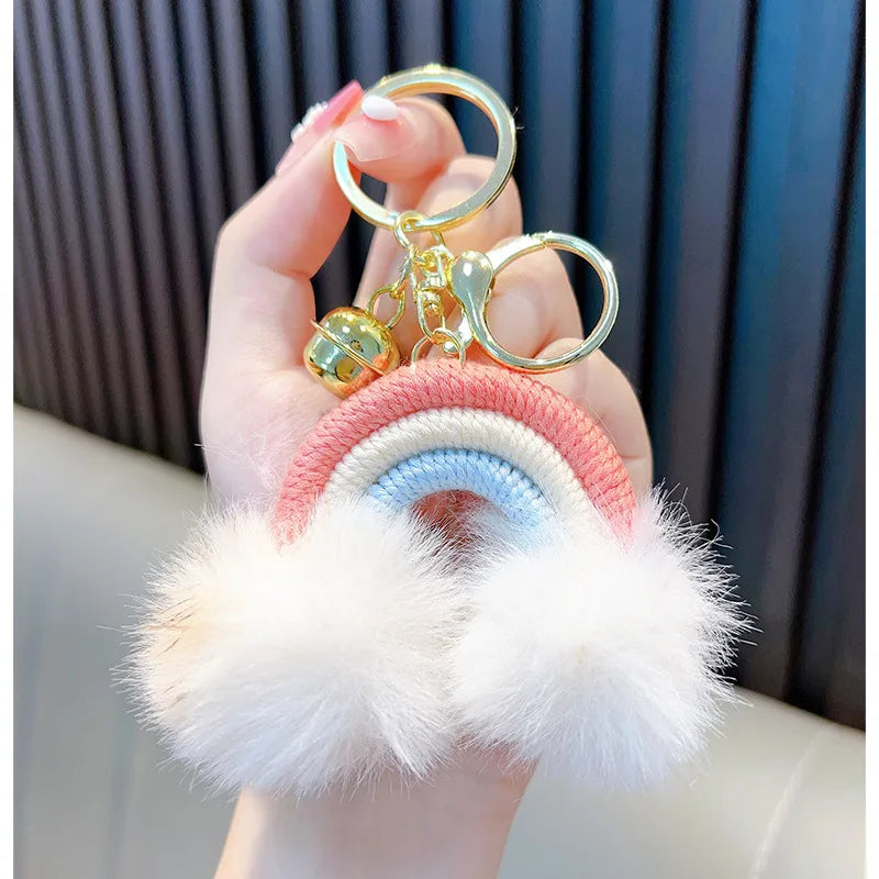 Cute Clouds Rainbow Cotton Unisex Bag Pendant Keychain