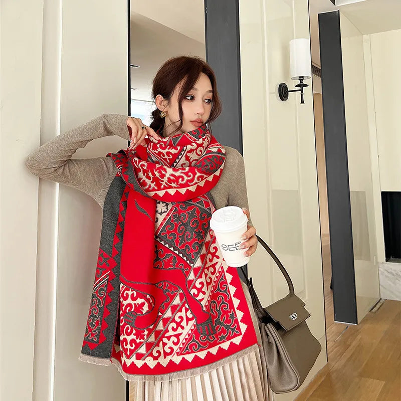 women's elegant classic style totem imitation cashmere scarf