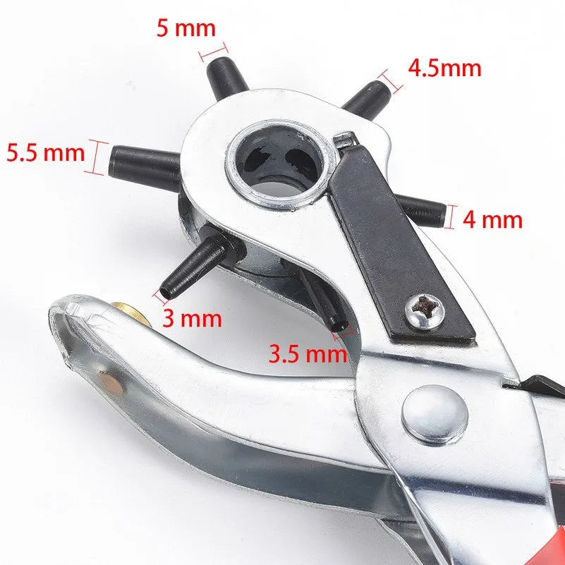Iron Material Multi-Function Rotating Hole Punching Pliers Leather Belt Band Paper Hole Opener Home Hardware Tools