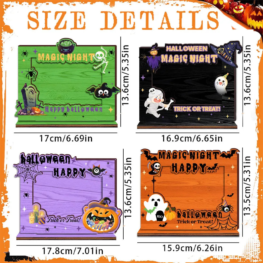 Halloween Wooden Picture Frame Decorative Ornaments Thick Festival Atmosphere Birthday Photo Album Woodcraft Simple Style