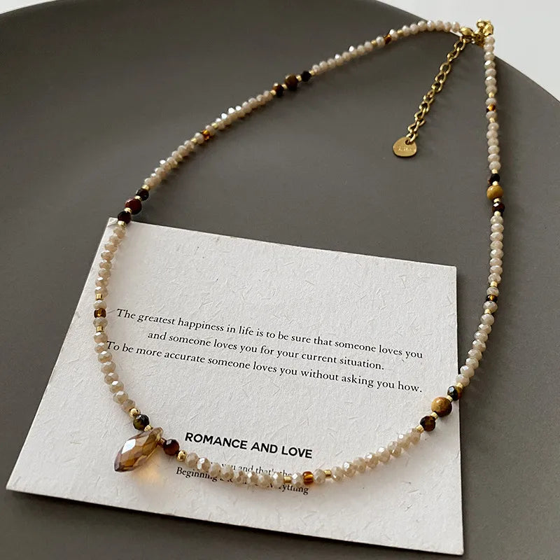 Elegant Retro Printing Beaded natural stone Freshwater Pearl Necklace In Bulk