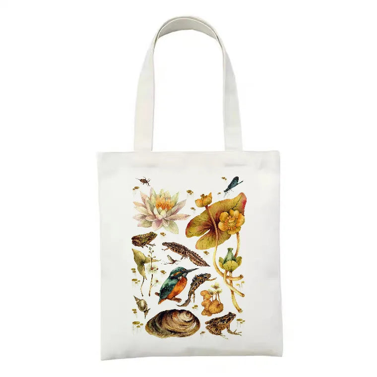 women's simple style artistic animal mushroom butterfly shopping bags