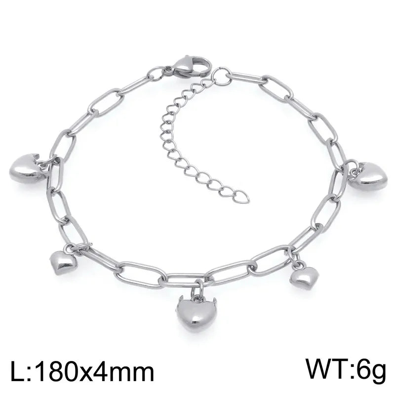 IG Style Vintage Style Cherry Ocean Butterfly 304 Stainless Steel 18K Gold Plated Paperclip Chain Bracelets In Bulk