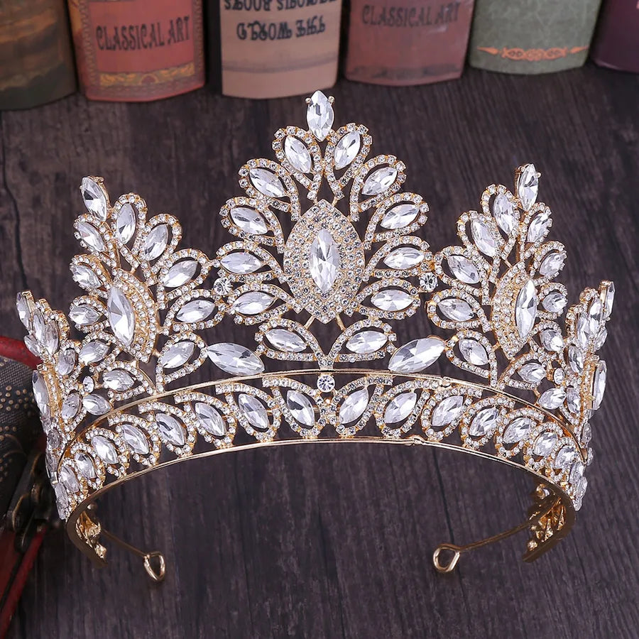 fashion oval crown alloy hollow out inlay rhinestones crown 1 piece