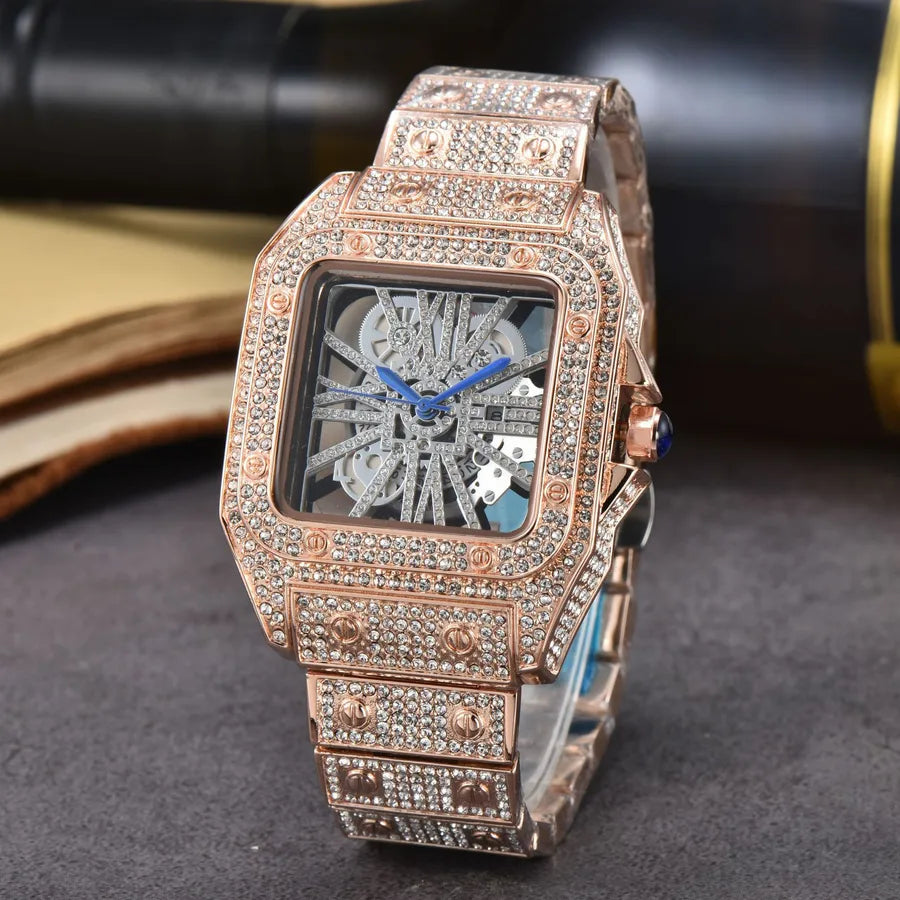 Glam Shiny Solid Color Butterfly Double Snap Quartz Women's Watches