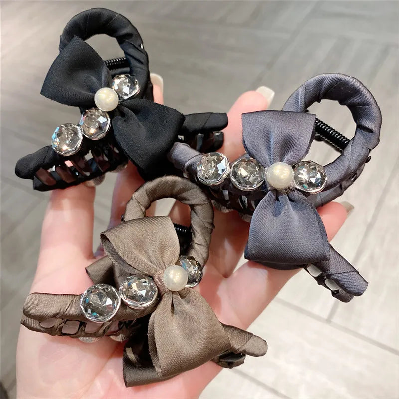 New Style Sweet Forest System Hair Clip Super Fairy Fabric Butterfly Knot Simple Back Of Head Bun Clip Casual Fashion Women Claw Hair Clip