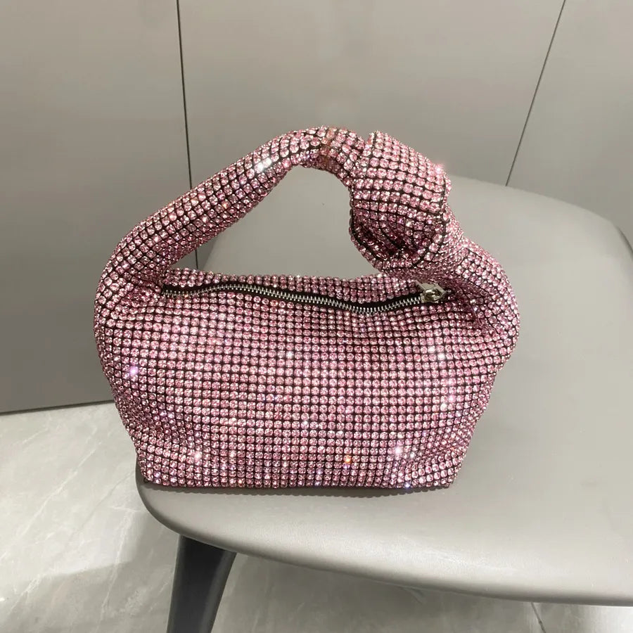 Women's Arylic Rhinestone Solid Color Streetwear Square Zipper Underarm Bag