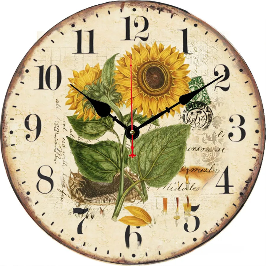 A generation of  wall clock retro simple wooden clock wall hanging decorative round clock creative mute clock
