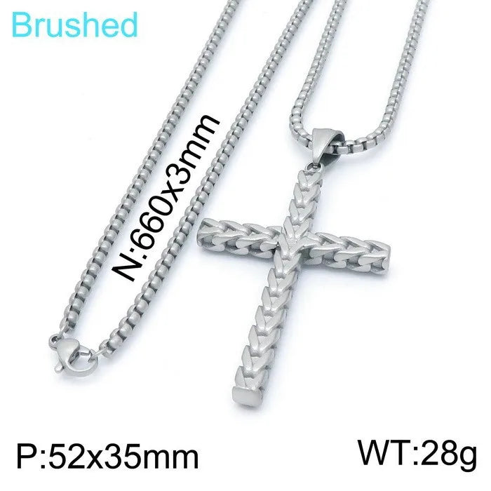 Wholesale Jewelry Hip-Hop Vintage Style Cross Titanium Steel Plating Pendant Necklace None