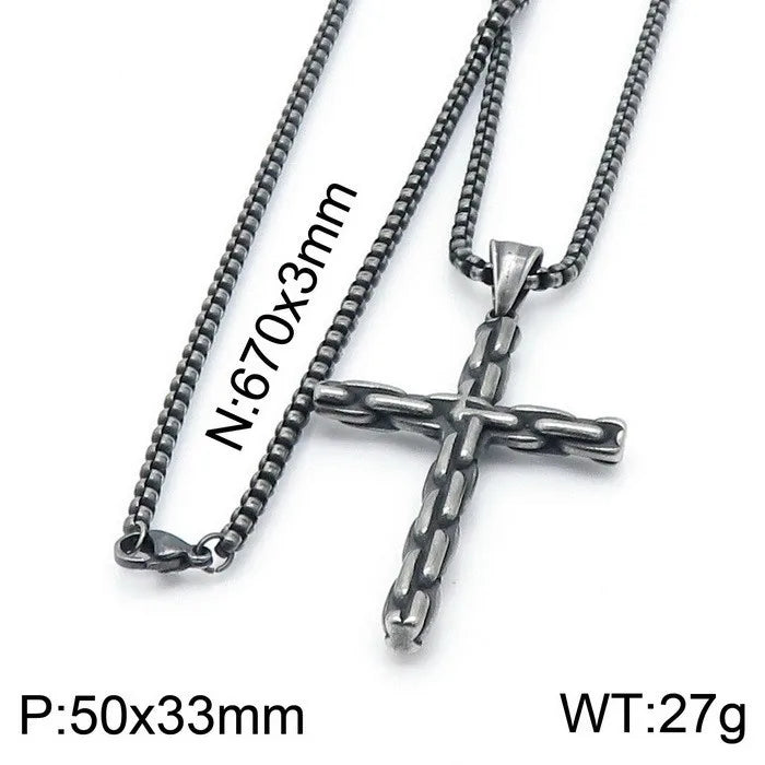 Wholesale Jewelry Vintage Style Classic Style Cross Titanium Steel Plating Pendant Necklace None