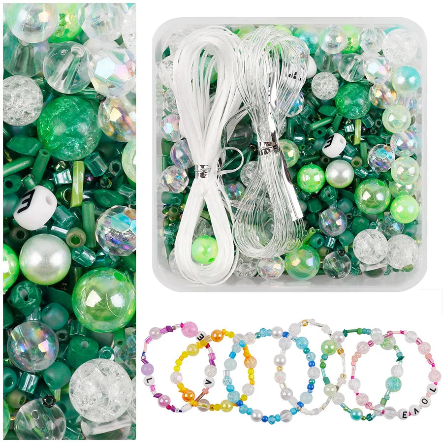 1 Set Plastic Glass Letter Color Block Beads