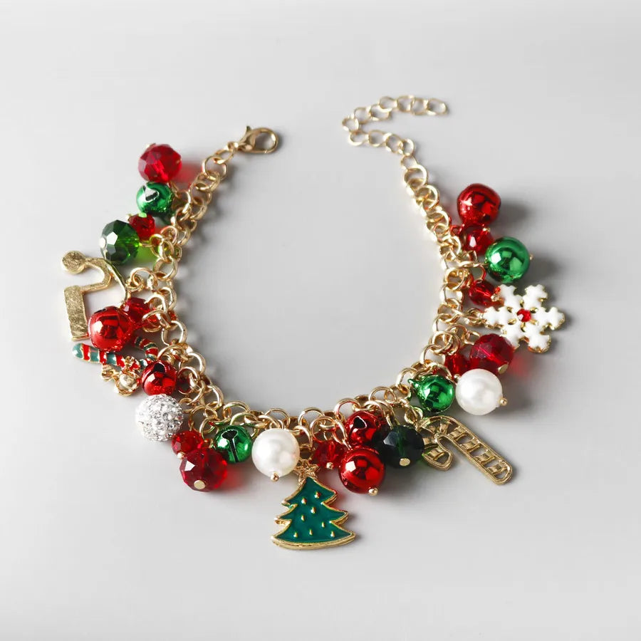 Creative Christmas Themed Bracelet Fashionable Alloy Snowflake Deer Design Festival Gift Asymmetric Electroplated Cartoon Style