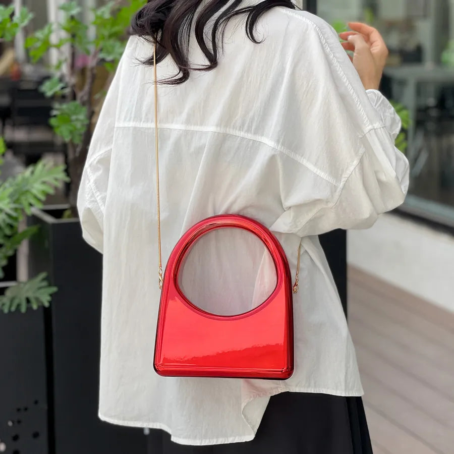 Women's Medium Arylic Solid Color Elegant Square Lock clasp Crossbody Bag