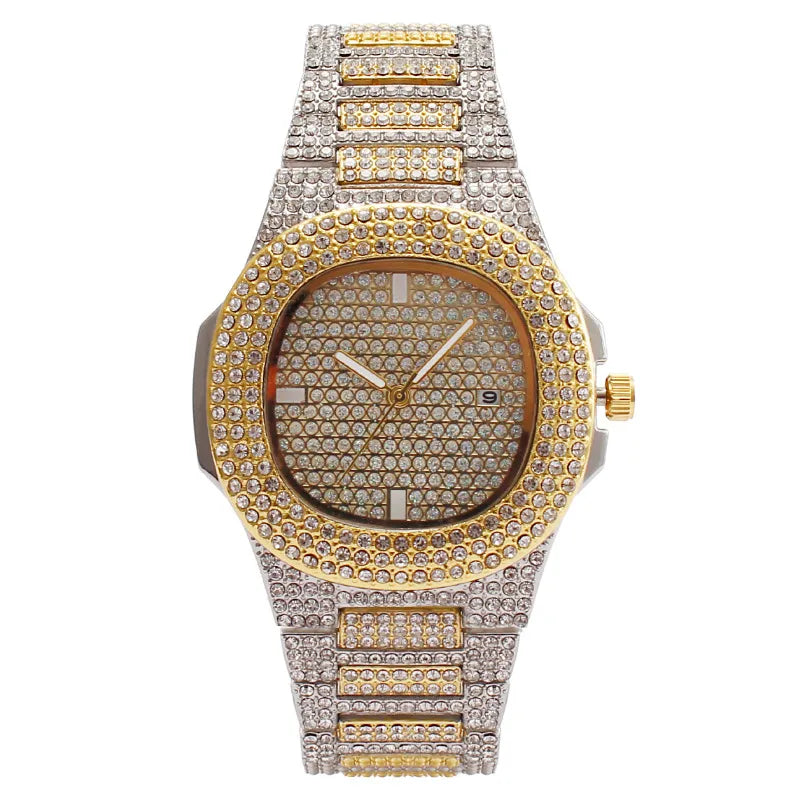 Elegant Glam Solid Color Sparkly Single Folding Buckle Quartz Men's Watches