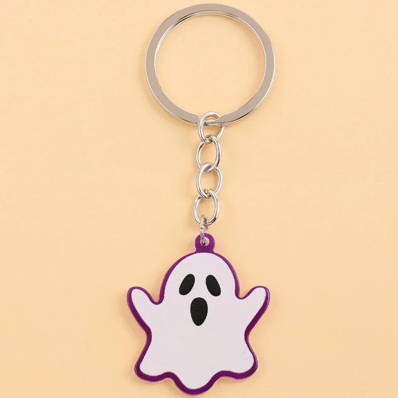Cartoon Acrylic Keychain Color Block Spider Bat Design Cute Style Personality Hanging Ornament Accessories Halloween Series