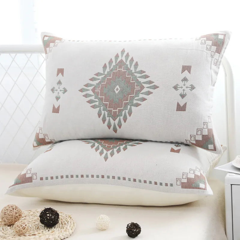 A Pair of Gauze Pillow Case Cotton Pillow Towel Cotton Pillow Case High-end European-style Couple Pillow Case