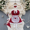 Women's Christmas Sexy Heart Shape Bow Knot Sexy Lingerie Sets Party Hanging Neck Type Low Waist Thong Sexy Lingerie