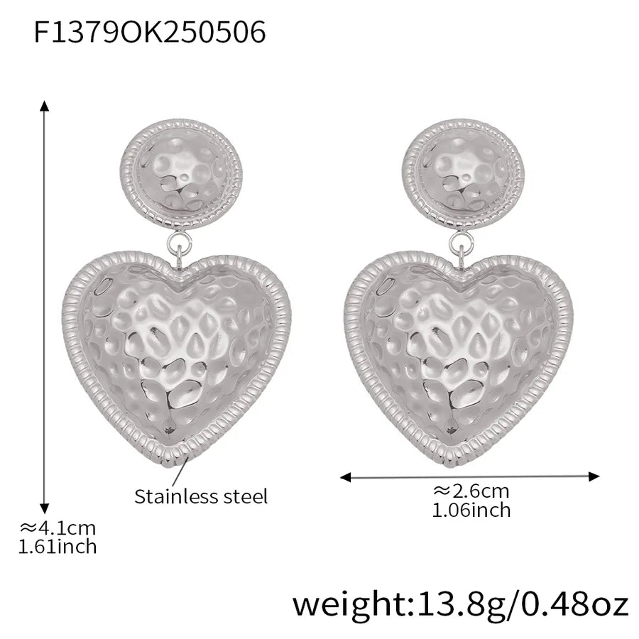 Elegant Luxurious Vacation Heart Shape Plating 304 Stainless Steel 18K Gold Plated Earrings Ear Studs