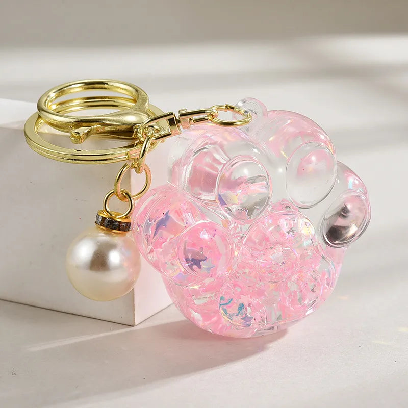 cartoon style solid color arylic unisex bag pendant keychain