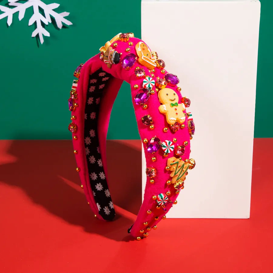 Christmas Classic Style Women's Christmas Tree Santa Claus Christmas Socks Inlay Glass drill Hair Band