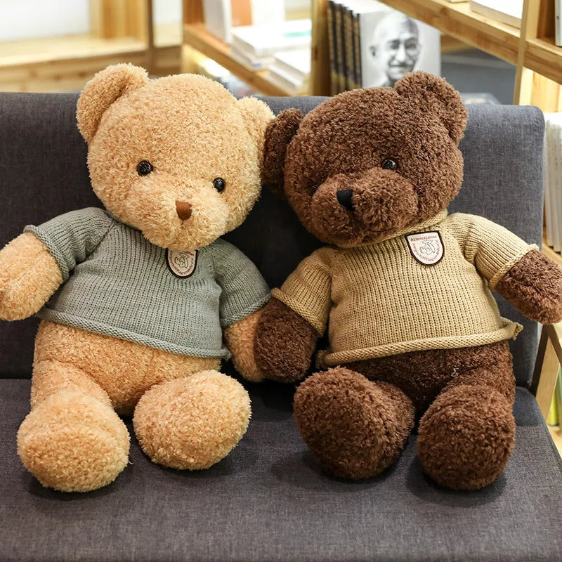 Wholesale sweater bear doll large pillow cute dressing teddy bear doll birthday gift girl plush toy