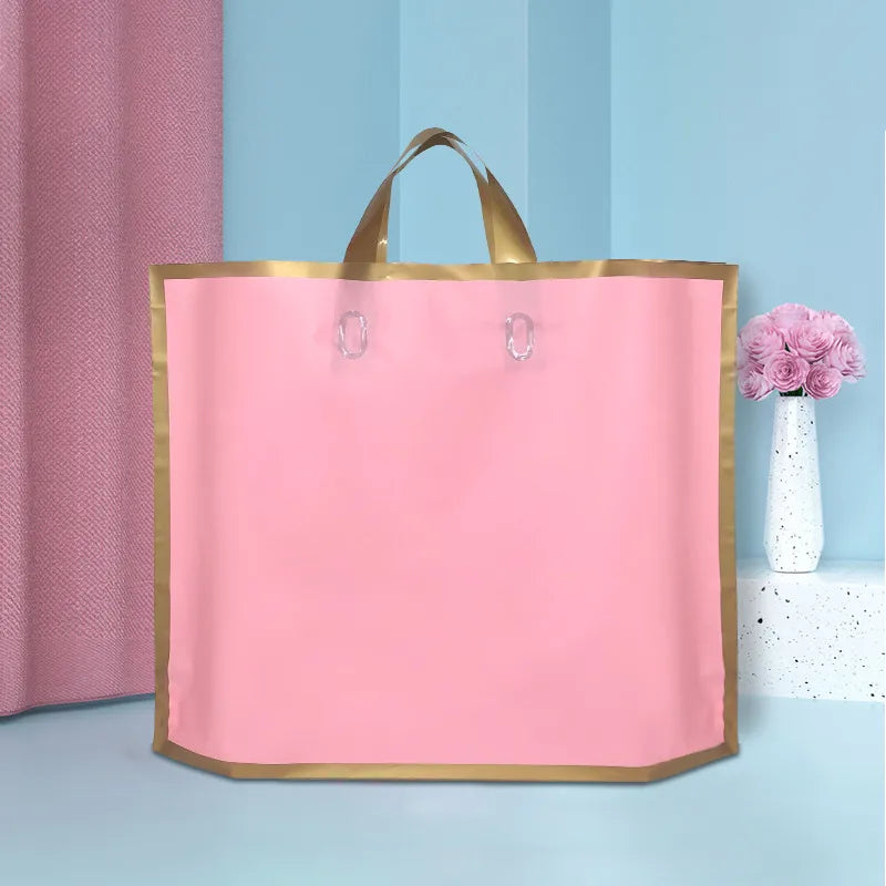 Spot clothing store bag gold edge matte plastic handbag gift bag high-end shoes and clothing store shopping bag hand bag
