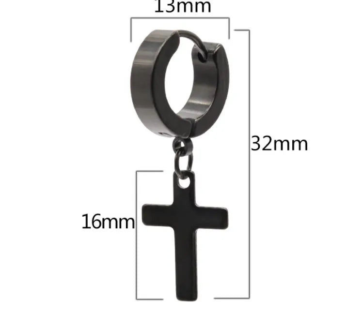 1 piece classic style cross polishing stainless steel earrings