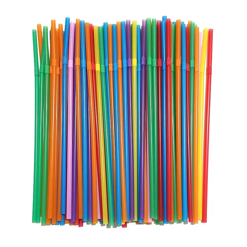 In stock wholesale disposable plastic straw soybean milk beverage thin straw black elbow independent packaging 100 pcs