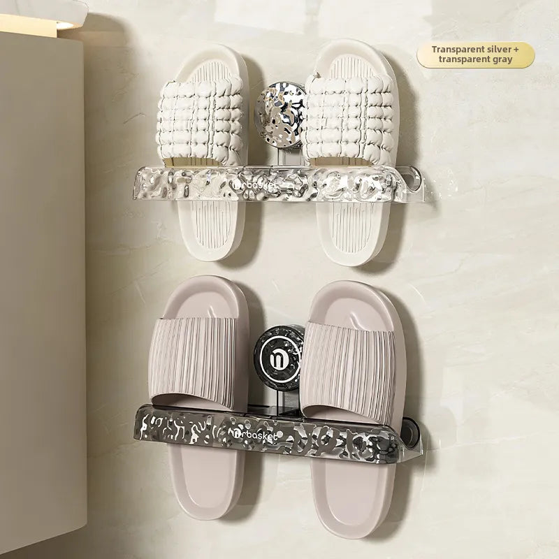 Glacier Pattern Bathroom Sucker Slipper Rack Toilet Non-perforated Wall-mounted Shoes Storage Rack Rack for Toilet