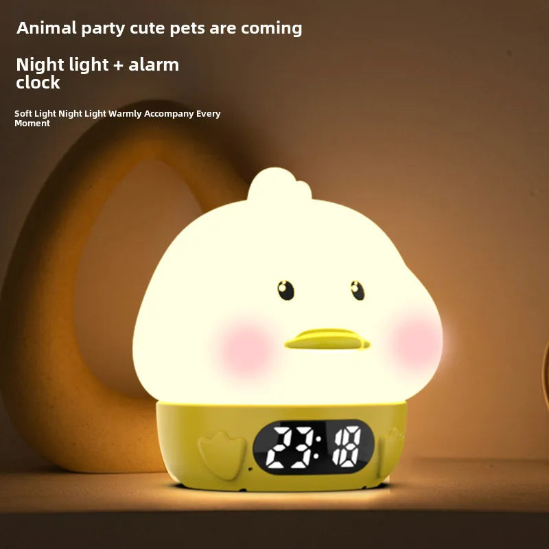 New Silicone Doodle Duck Alarm Clock Creative Gift Silicone Nightlight Children Pat Light