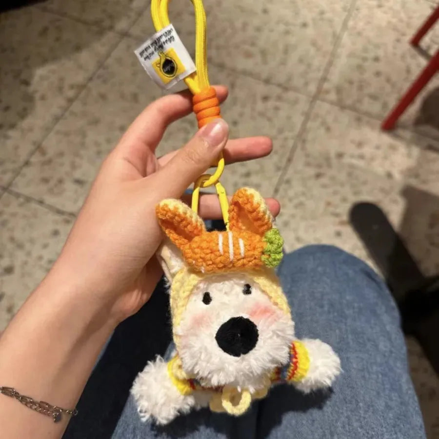 Cute West Highland Bag Pendant Car Ornaments Anti-lost Cartoon Scrub Dog Plush Key Rope Buckle Decoration Wholesale