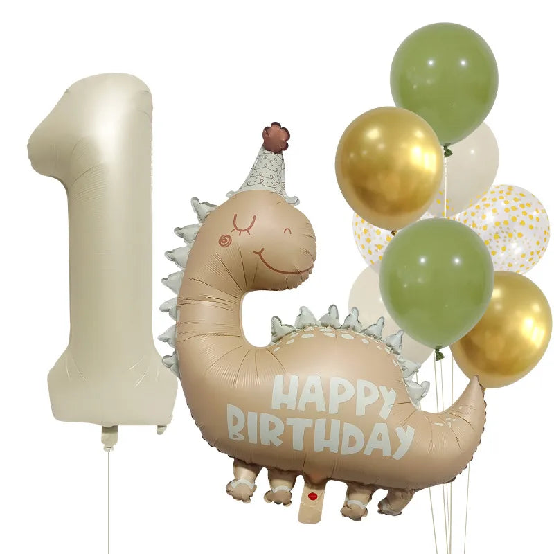 Birthday Cartoon Style Dinosaur Number Aluminum Film Home Birthday Festival Balloons