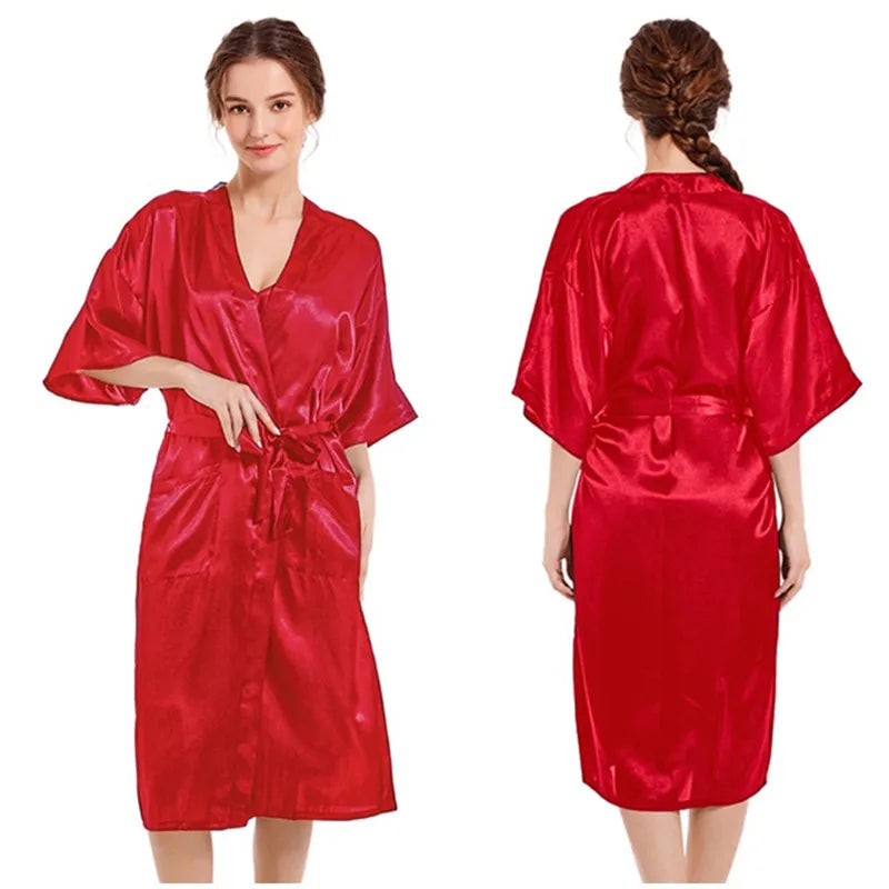 Casual Women's Lady Solid Color Imitated Silk Polyester Pajama Sets