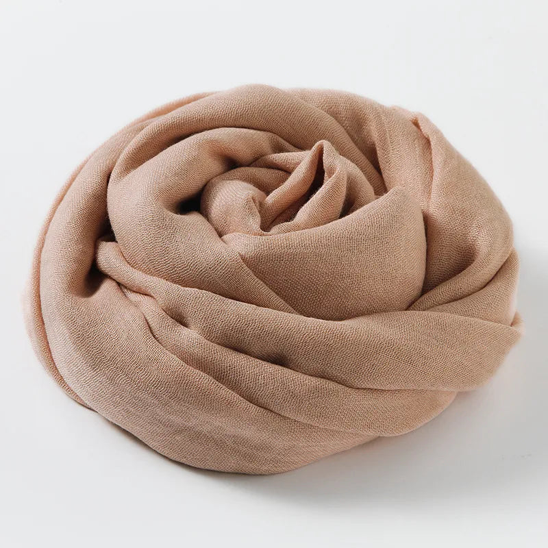 women's simple style solid color cotton and linen silk scarves